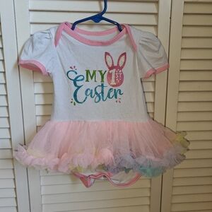 My First Easter Tutu Romper One Piece Dress Outfit Baby Size 9/12M